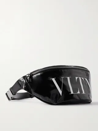 Valentino Garavani Logo-Print Patent-Leather Belt Bag