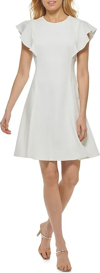 Ruffle Sleeve Fit & Flare Mini Dress