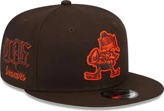 Men's New Era Brown Cleveland Browns Goth Side Script 9FIFTY Snapback Hat