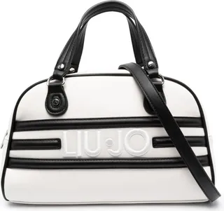 Logo-Embroidered Striped Tote Bag