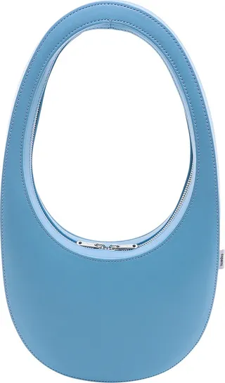 Leather shoulder bag with frontal logo