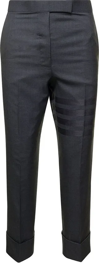Thom Browne 4-Bar Striped Tailored Cropped Trousers