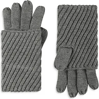 Allsaints Traveling Ribbed Fold Over Gloves