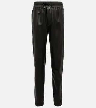 High-rise leather drawstring pants