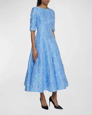 Poiret Rose Jacquard Midi Dress
