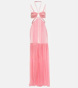 Cutout silk maxi dress