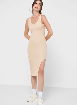 Slit Detail Bodycon Dress