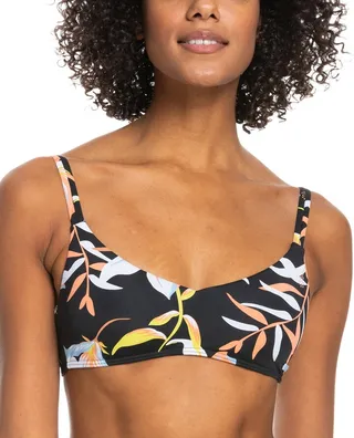 Roxy Juniors' Hibiscus Wave V-Neck Bralette Bikini Top Women's Swimsuit