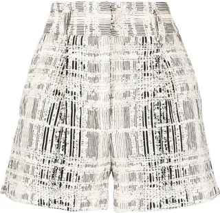 High-Waisted Tweed Mini Shorts