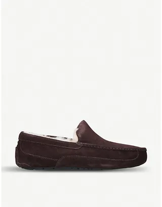 Ugg Mens Dark Brown Ascot Suede and Fleece Slippers