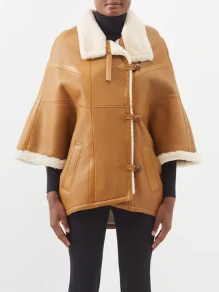 Leather And Shearling Cape