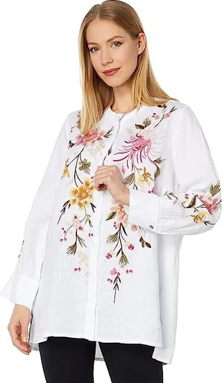 Johnny Was Mei Voyager Tunic (White) Women's Clothing