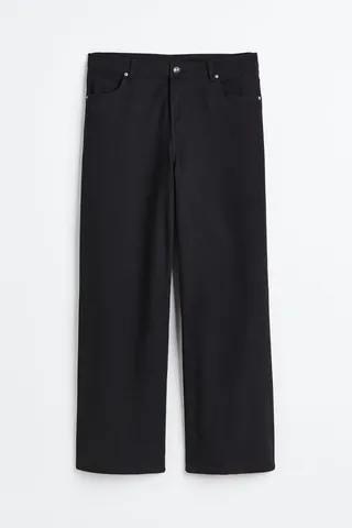 Wide-leg Twill Pants