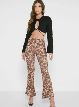Floral Print Flared Pants