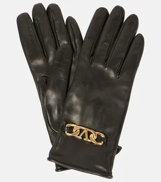 VLogo leather gloves