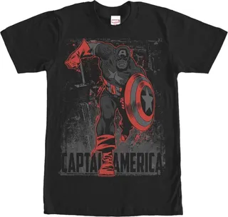 Men's Marvel Captain America Shadow T-Shirt - Black - 2X Large