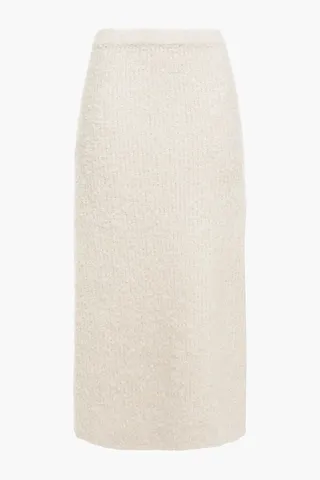 Nevis bouclé-knit midi skirt
