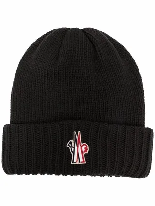Logo-Patch Knitted Virgin Wool Beanie