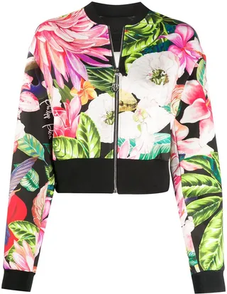 Flower Print Bomber Jacket