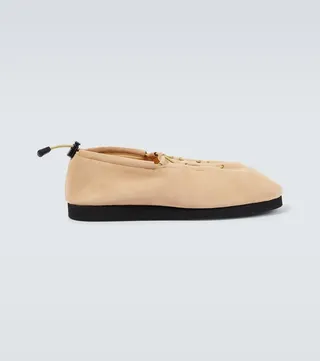 Drawstring suede slip-on sneakers