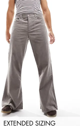 ASOS DESIGN ultra wide flare pants in gray corduroy