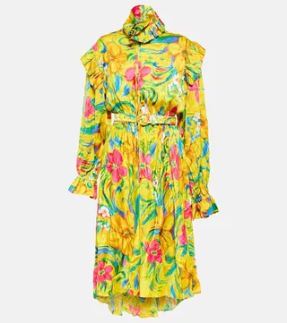Floral jacquard midi dress