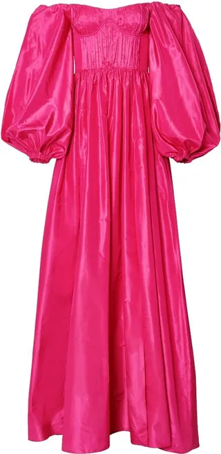 Off-Shoulder Balloon-Sleeve Gown