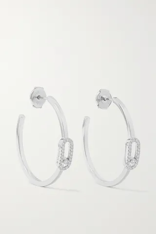Messika - Move Uno Small 18-karat White Gold Diamond Hoop Earrings - One size