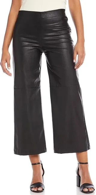 Karen Kane Cropped Faux Leather Pants (Black) Women's Jumpsuit & Rompers One Piece