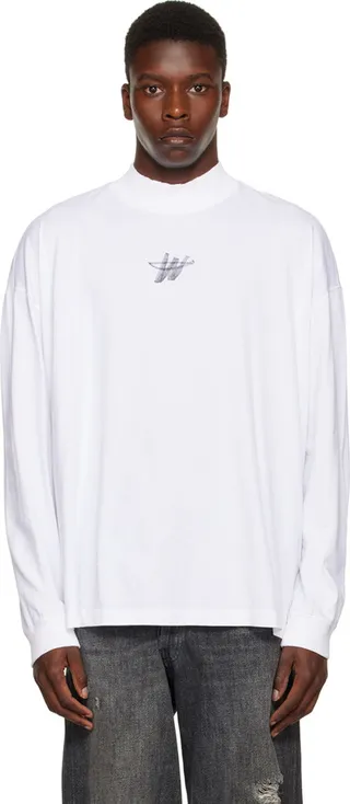 We11done White High Neck Long Sleeve T-Shirt