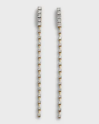 Long Alternating Polished Diamond Earrings