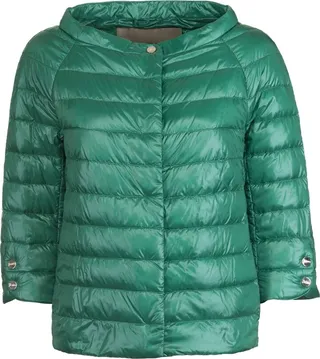 Emerald down jacket with three-quartes sleeves and botton closure from Herno.