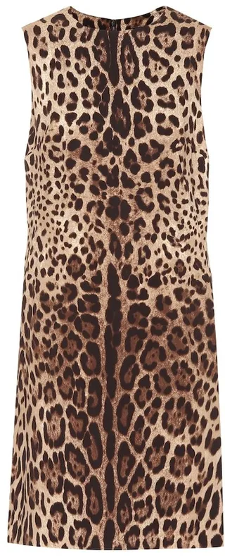 Leopard-print silk-cady minidress