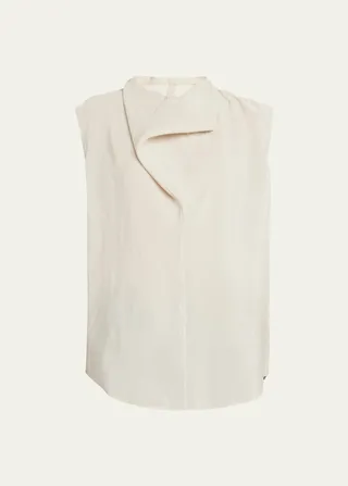 Cowl-Neck Cap-Sleeve Blouse