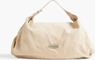 Bead-embellished suede tote