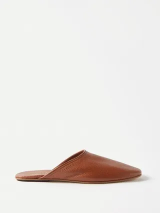 Quebo Grained-leather Slippers
