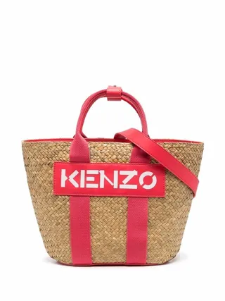 Logo-Patch Raffia Tote Bag