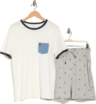 Solid Pocket T-Shirt & Shorts Sleep Set