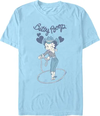 Men's Betty Boop Cowgirl Betty T-Shirt - Light Blue - Medium