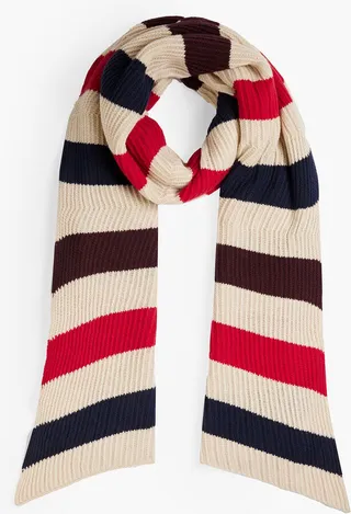 Striped ribbed wool scarf
