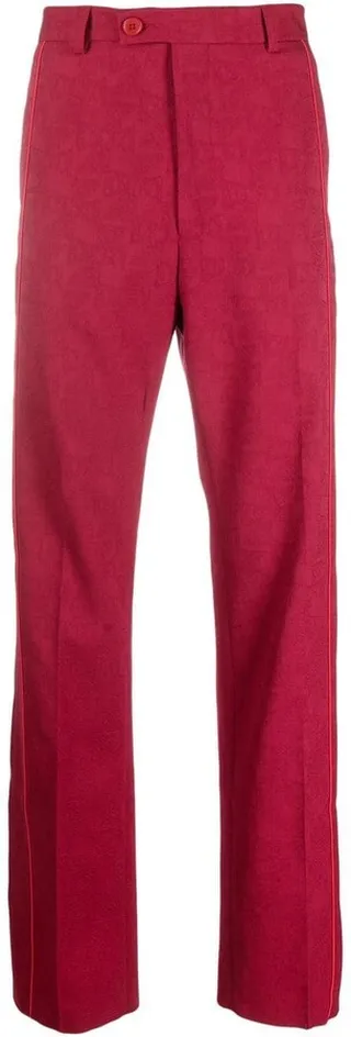 Jacquard-Print Straight-Leg Trousers
