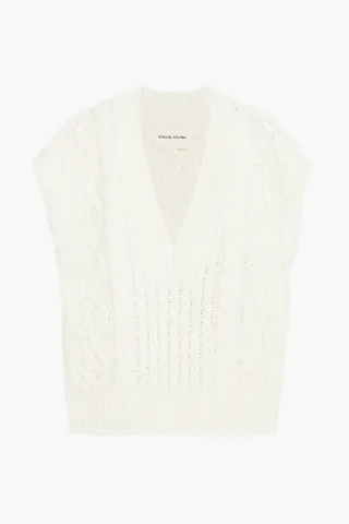 Cable-knit wool and cashmere-blend vest