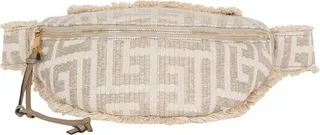 Monogrammed raffia belt bag