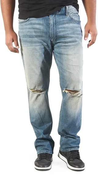 Straight Leg Slit Knee Slim Jeans