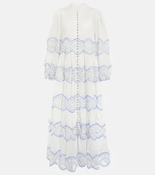 Cira lace-insert cotton maxi dress