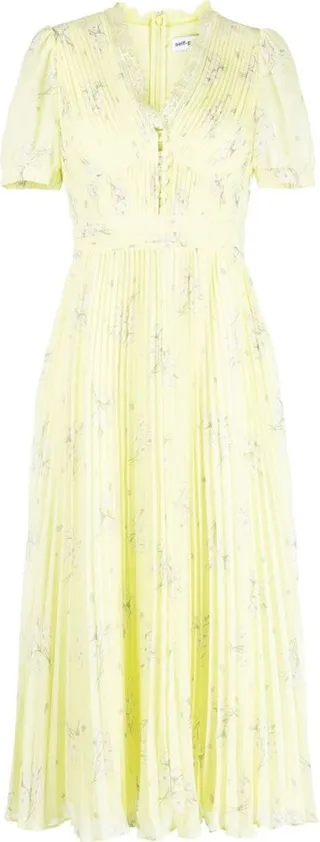 Floral-Print Chiffon Midi Dress