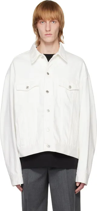 We11done White Oversized Trucker Denim Jacket