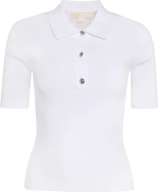 Ribbed Knit Polo Shirt
