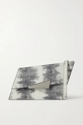 Acne Studios - Micro Asymmetric Tie-dyed Leather Shoulder Bag - Gray