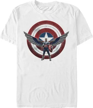 Men's Marvel The Falcon and the Winter Soldier Sam Wilson Shield T-Shirt - White - 2X Large